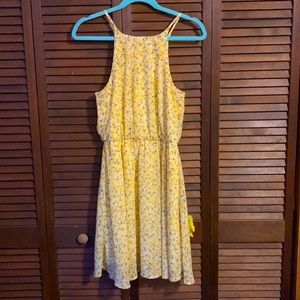 Yellow Floral Sleeveless Dress